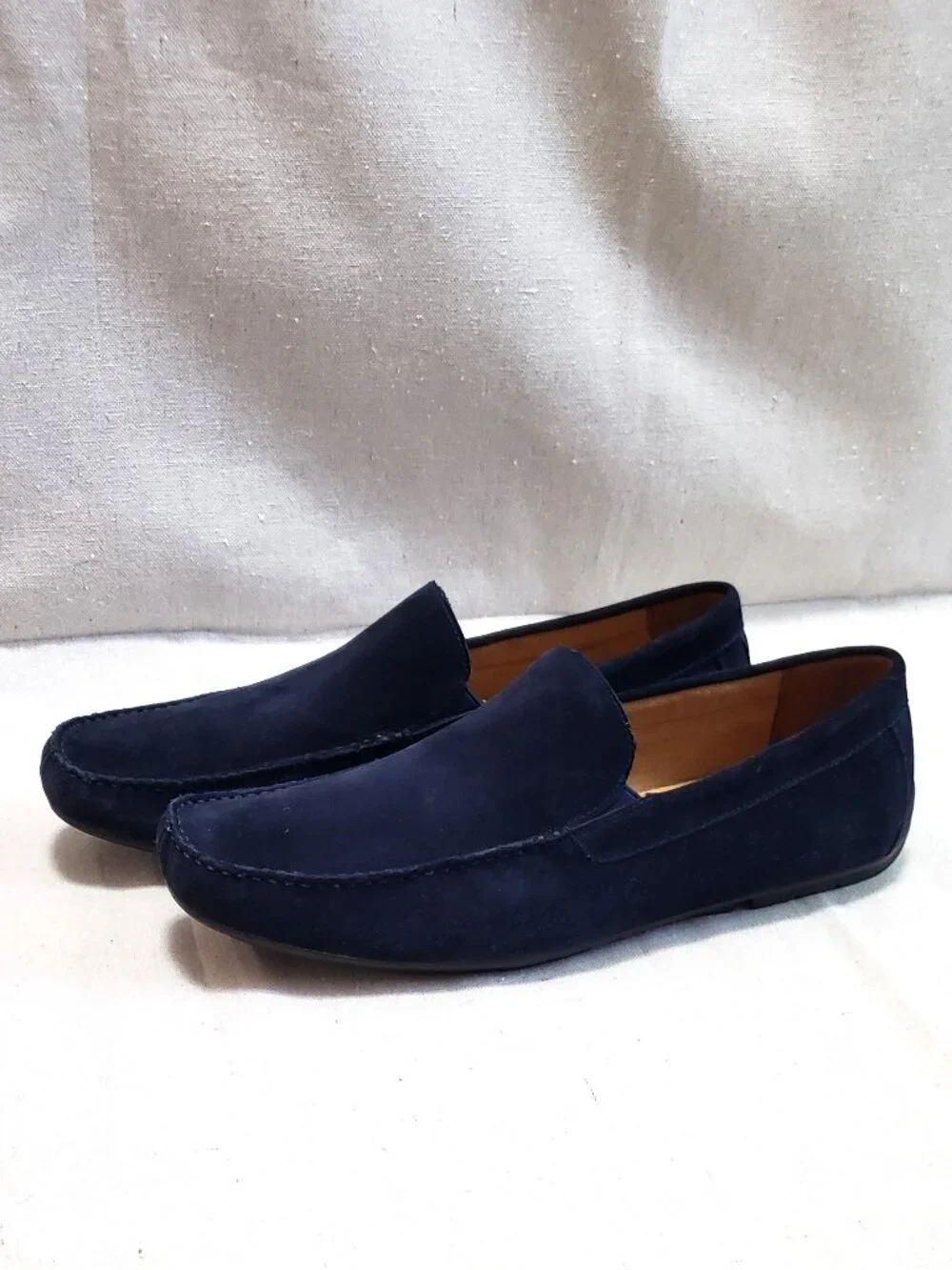 Florsheim Men’s Size 10.5 Navy Blue Loafer Suede Leather Slip-On Shoes Moc Toe